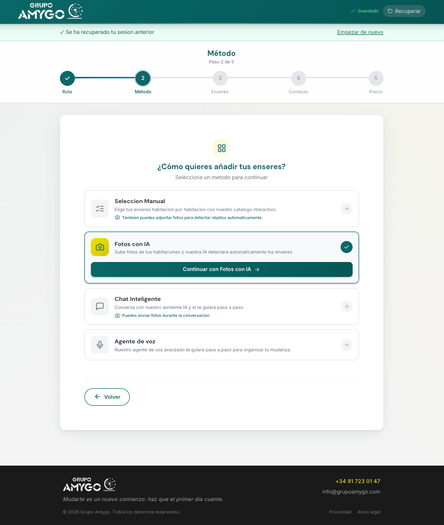 MudiIA — De Fotos a Presupuesto de Mudanza en 30 Segundos